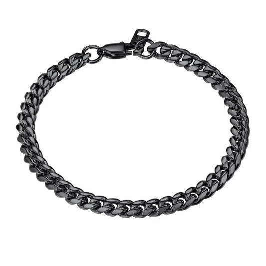 Cuban Link Black 10MM Wide Chain Bracelets Punk Mens Women Jewelry Gift, 21" Length