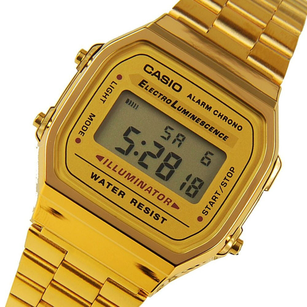 CASIO MEN'S GOLD TONE STAINLESS STEEL DIGITAL WATCH A168WG