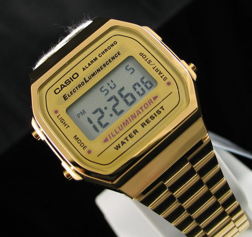 CASIO MEN'S GOLD TONE STAINLESS STEEL DIGITAL WATCH A168WG