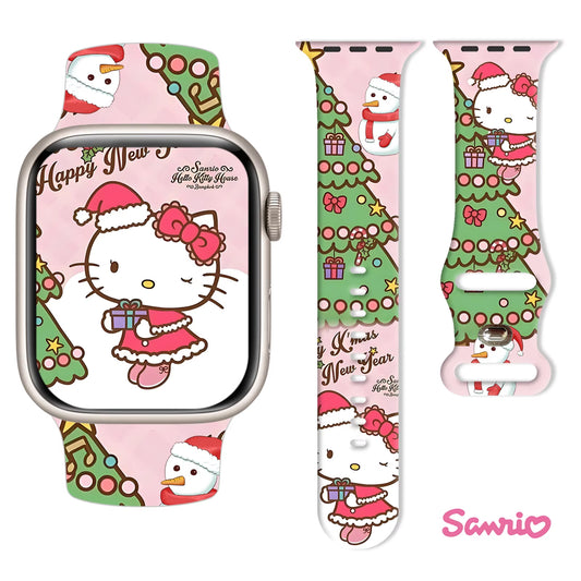 Sanrio Hello Kitty Christmas Strap for Apple Watch 9 8 7 SE 6 Silicone Band Replaceable Bracelet for Iwatch 45Mm 44Mm 42Mm 41Mm