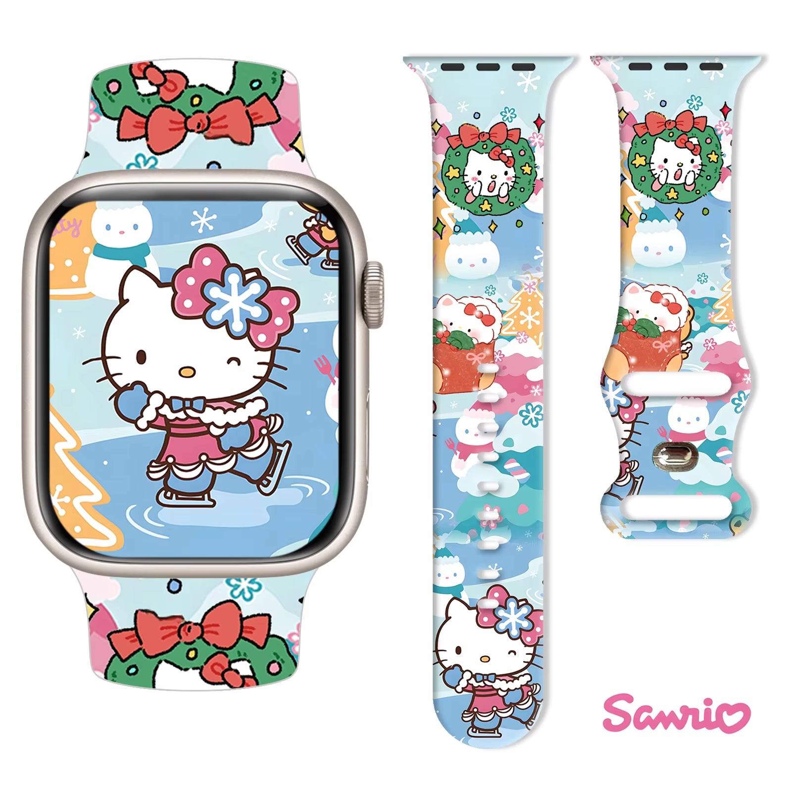 Sanrio Hello Kitty Christmas Strap for Apple Watch 9 8 7 SE 6 Silicone Band Replaceable Bracelet for Iwatch 45Mm 44Mm 42Mm 41Mm